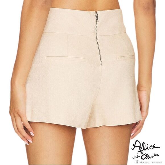 Alice + Olivia **NWT** Donald High Waisted Linen High Waisted Short in Natural - Picture 9 of 12